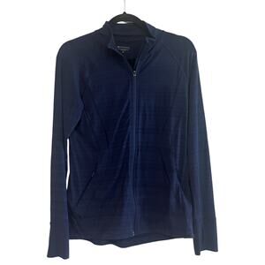 Athleta Thumbhole Full Zip Jacket Heathered Navy Size Medium